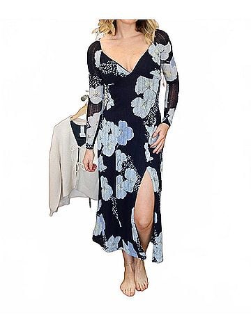 Free People Calla Midi Dress in Sky Combo (view 2)