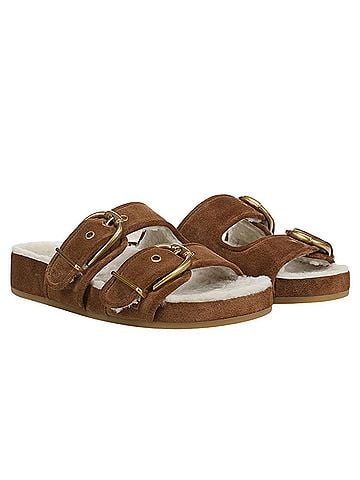 Veronica Beard Prue Shearling Buckle Sandal (view 2)