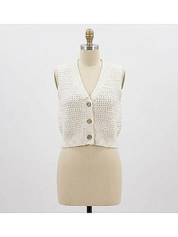 Free People Ava Knit Vest in Sugar Straw (view 1)
