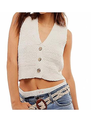 Free People Ava Knit Vest in Sugar Straw (view 2)