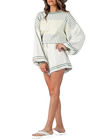 LUCCA Hygea Striped Knitted Shorts (view 2)
