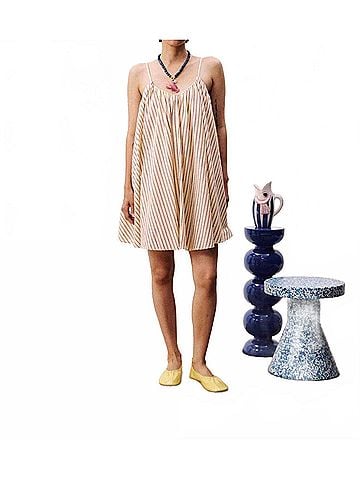 FRNCH Poroa Stripe Dress in Butter (view 2)