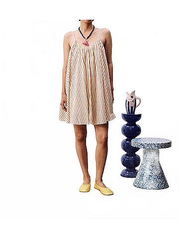FRNCH Poroa Stripe Dress in Butter (view 2)
