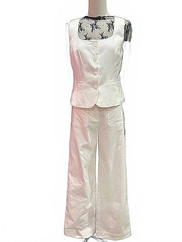 Lucy Paris Carmy Button Down Vest in White (view 1)