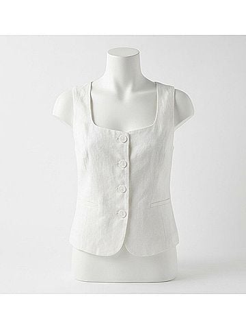 Lucy Paris Carmy Button Down Vest in White (view 2)