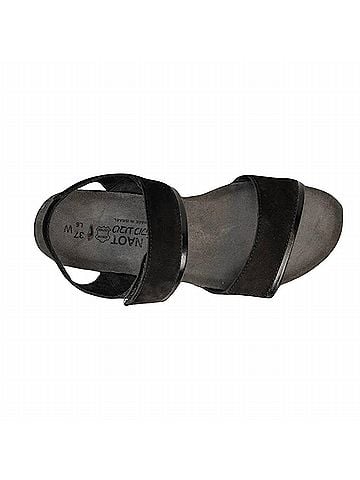 Naot Women's Aisha Sandal in Black Velvet Nubuck / Black Madras (view 2)