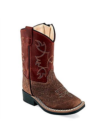 Old West Toddler Zip Side Bullhide Cowboy Boot 4 Mo in Brown/Orange (view 1)