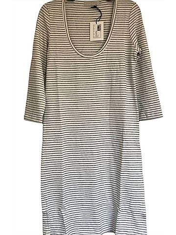 Hatch Maternity The Three-Quarter Body Dress in White/Grey Striped (view 2)