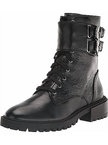 Vince Camuto Women's Croc Lace Up Fawdry Block Heel Leather Combat Boot (view 2)