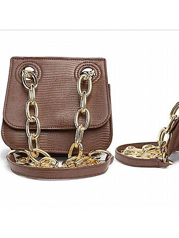 House of Want Women's Lizard Embossed Vegan Shoulder Bag in Brown (view 1)