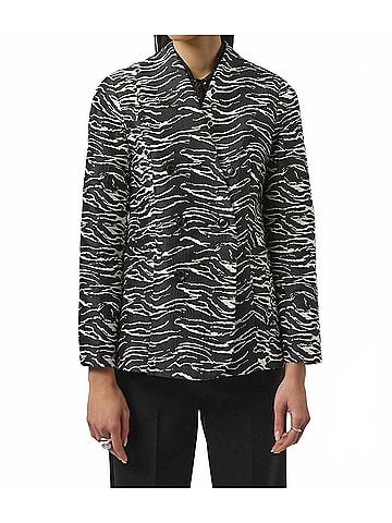 Joseph Ribkoff Zebra Print Double Breasted Blazer Jacket in Black/Off-White (view 2)