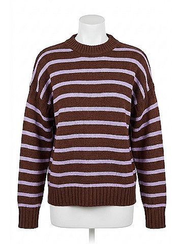 White + Warren Striped Crewneck Sweater in Umber/Iris (view 1)