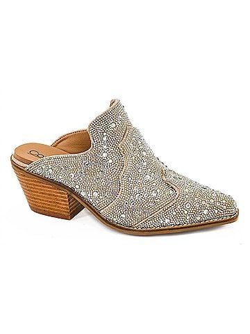 Corkys Women's Tex Mex Rhinestone Western Mule in Silver (view 1)