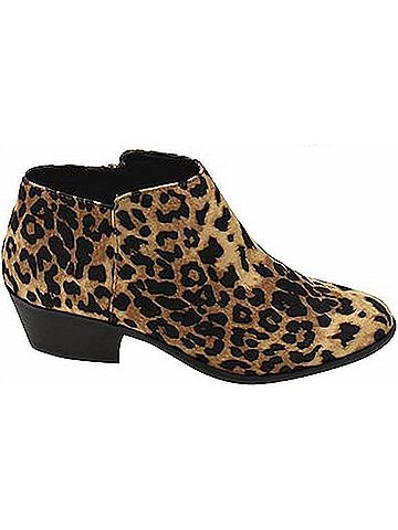 SODA Women's Closed Toe Ankle Boot in Tan Cheetah Suede (view 1)