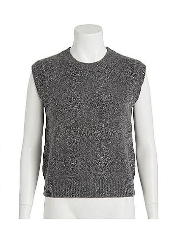 Lucy Paris Mikey Sequin Knit Top in Grey (view 1)