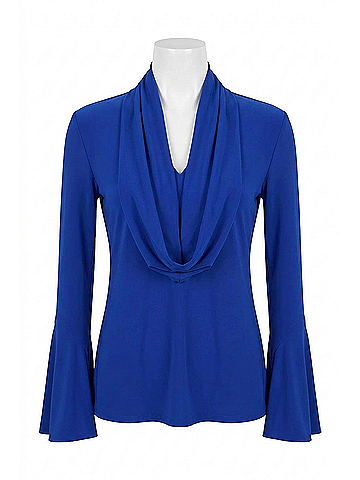 Joseph Ribkoff Cowl Neck Long Sleeves Fitted Top in Royal Sapphire (view 1)