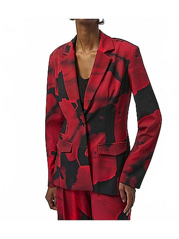 Joseph Ribkoff Abstract Print Straight Blazer Jacket in Black/Red (view 2)