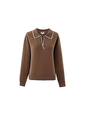 FRNCH Triolet Long Sleeve Sweater in Marron Glace (view 1)