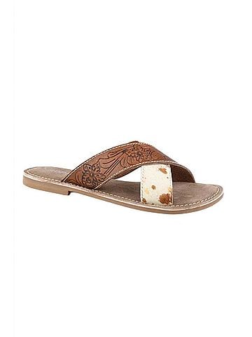 Roper Women's Delilah Two Strap Tooled Leather Sandal (view 1)