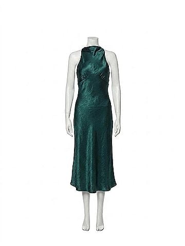Lucy Paris Gina Satin Dress in Teal (view 1)