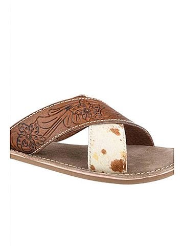 Roper Women's Delilah Two Strap Tooled Leather Sandal (view 2)