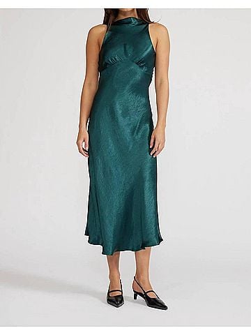 Lucy Paris Gina Satin Dress in Teal (view 2)