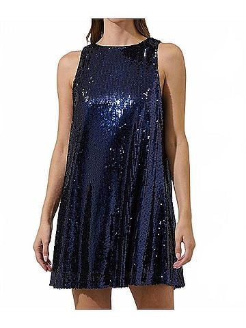 Sugarlips Liviana Sleveless Sequin Dress in Navy (view 2)