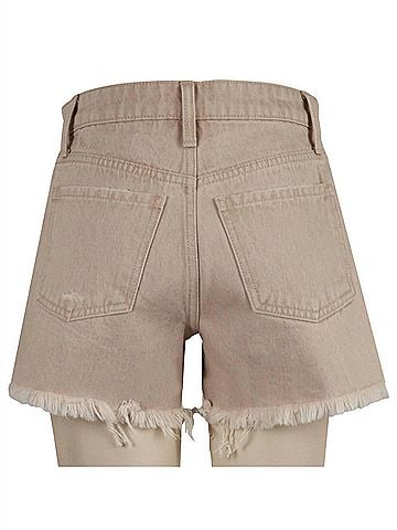 Kut from the Kloth High Rise Long Denim Short in Tan (view 2)