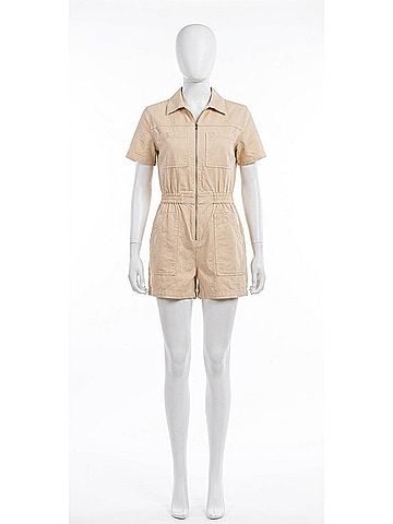Elan Zipper Romper in Stone (view 1)