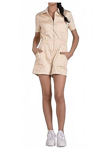 Elan Zipper Romper in Stone (view 2)