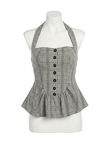 Free People Anastasia Plaid Top in Grey Combo (view 1)