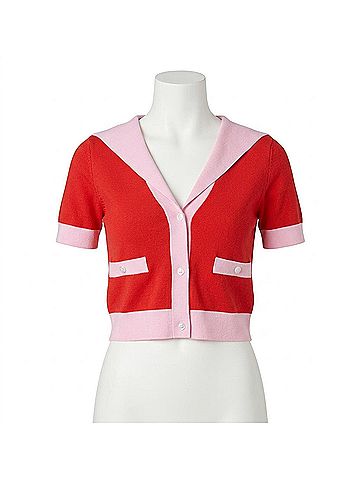 Steve Madden Aden Short Sleeve V-Neck Sweater in Red (view 1)