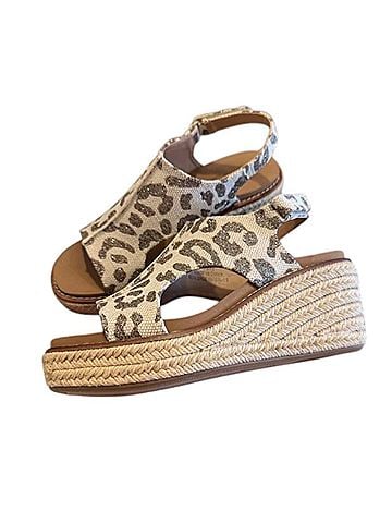 Corkys Women's K Bye Wedge Sandal in Tan Sparkle Leopard (view 2)