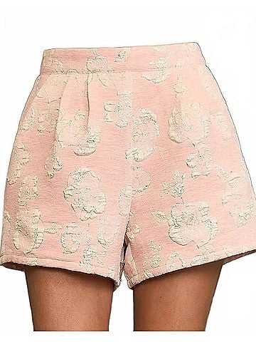Umgee Jacquard High Waist Shorts in Light Pink (view 2)