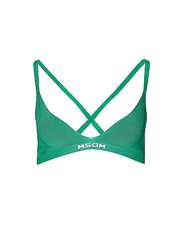 MSGM Ribbed Knit Logo-Hem Bra (view 1)