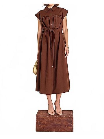 English Factory Sahara Linen Dress in Brown (view 2)
