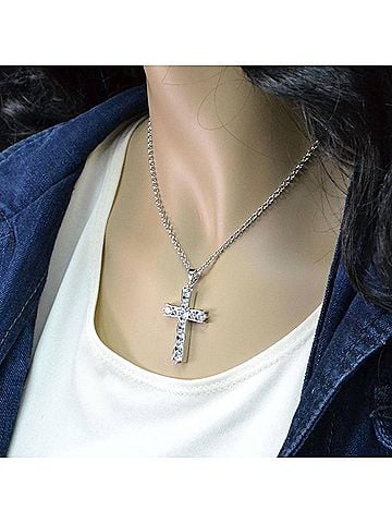Montana Silversmiths Women's Round Brilliance Cross Necklace in Silver (view 2)