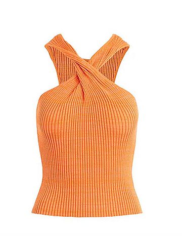 Hudson Twist Tank in Papaya (view 2)