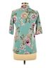 Downeast Floral Multi Color Teal Pink Short Sleeve Blouse Size M - photo 2