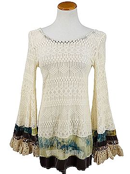Free People 2012 Gypsy Junkies x FP Embellished Bell Sleeve Lace Tunic Mini Dress S/M | Boho Whimsigoth Indie Casual Dress (view 2)