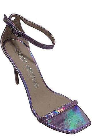 Stuart Weitzman Nudistcurve 100 Amatista (pink hologram) Ankle Strap Heels (view 1)