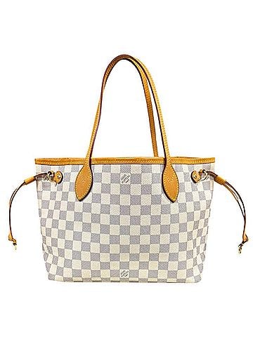 Louis Vuitton Louis Vuitton Neverfull PM Damier Azur Tote Bag, Canvas N51110, White, Women's LOUIS VUITTON (view 1)