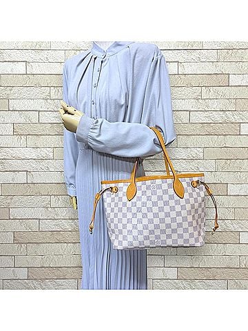 Louis Vuitton Louis Vuitton Neverfull PM Damier Azur Tote Bag, Canvas N51110, White, Women's LOUIS VUITTON (view 2)