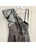 Mac Duggal 100% Polyester Solid Silver Cocktail Dress Size 8 - photo 6