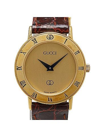 Gucci Gucci 3000 Quartz Watch, Gold Dial, Plated Leather Strap, Women's Watch (view 1)
