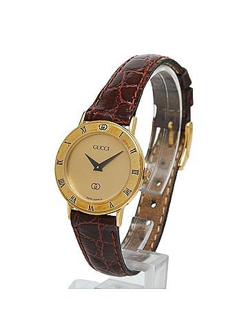 Gucci Gucci 3000 Quartz Watch, Gold Dial, Plated Leather Strap, Women's Watch (view 2)