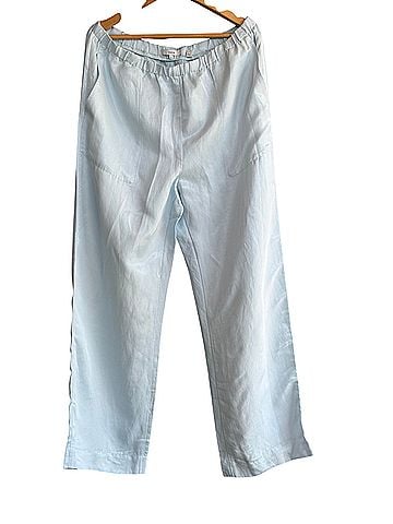 Vince. Washed Pull-On Linen Blend Wide Leg Sky Blue Casual Pants (view 1)