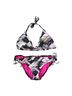 Hurley Print Black Pink White Two Piece Swimsuit Size M - photo 1