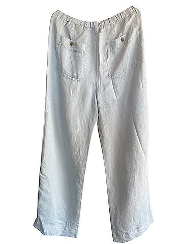 Vince. Washed Pull-On Linen Blend Wide Leg Sky Blue Casual Pants (view 2)