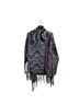 Free People Blue Oversized Fringe Trim Striped Be The One Poncho - photo 1
